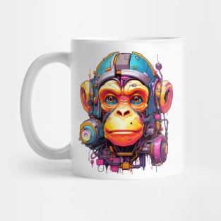 Cartoon monkey robot. T-Shirt, Sticker. Mug